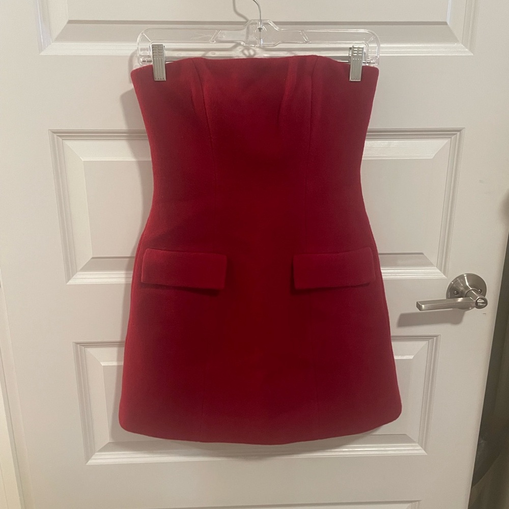 Reformation Strapless Emani Red Mini Dress